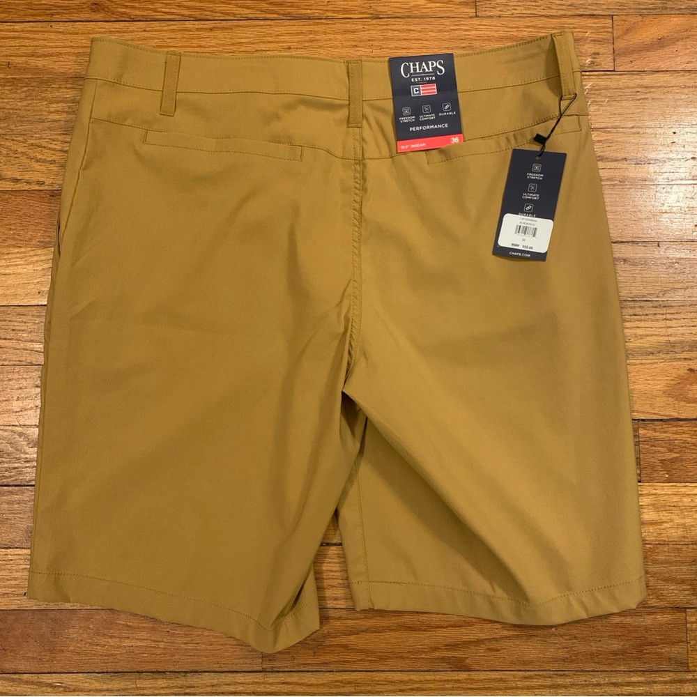 Chaps Performance Golf Shorts Men's 36 X 10.5" Brown Burlwood Stretch Activewear - Picture 2 of 3
